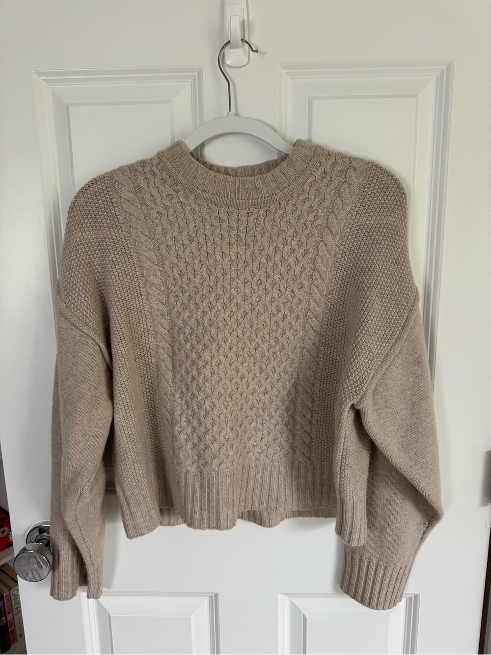 ATM 100% Wool Cable-Knit Crewneck Sweater - Beige